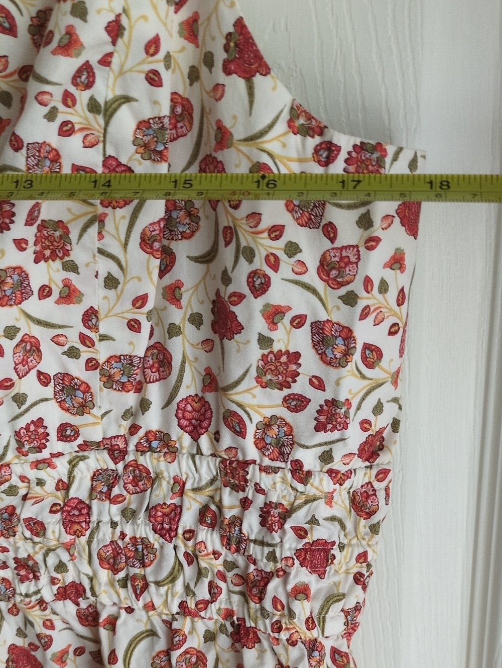 Boho Midi Sundress with Red Floral Indian Print XL - Picture 9 of 10